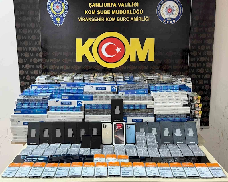 Viranşehir’de 85 kaçak cep telefonu ile 5 bin paket sigara ele geçirildi
