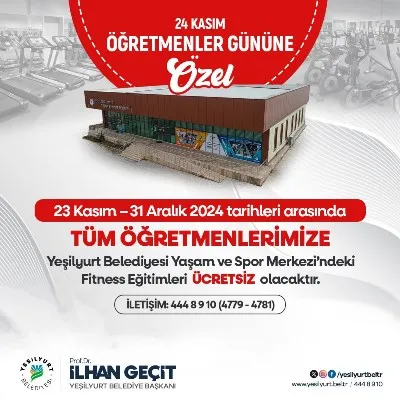 Yeşilyurt Belediyesi’nden Tüm Öğretmenlere Ücretsiz Fitness Eğitimi