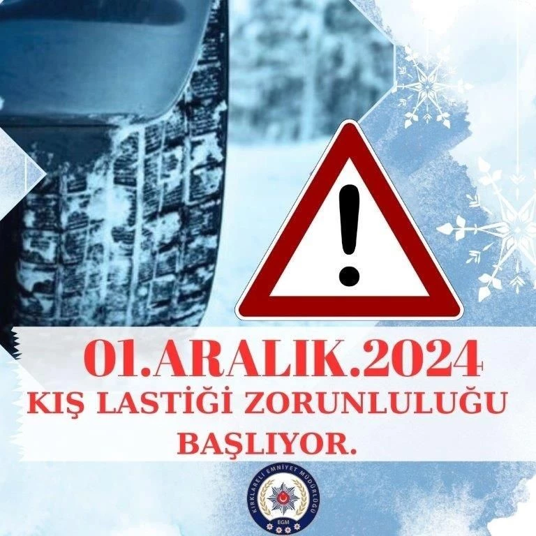 Kırklareli’nde kış lastiği mecburiyeti 1 Aralık’ta başlayacak
