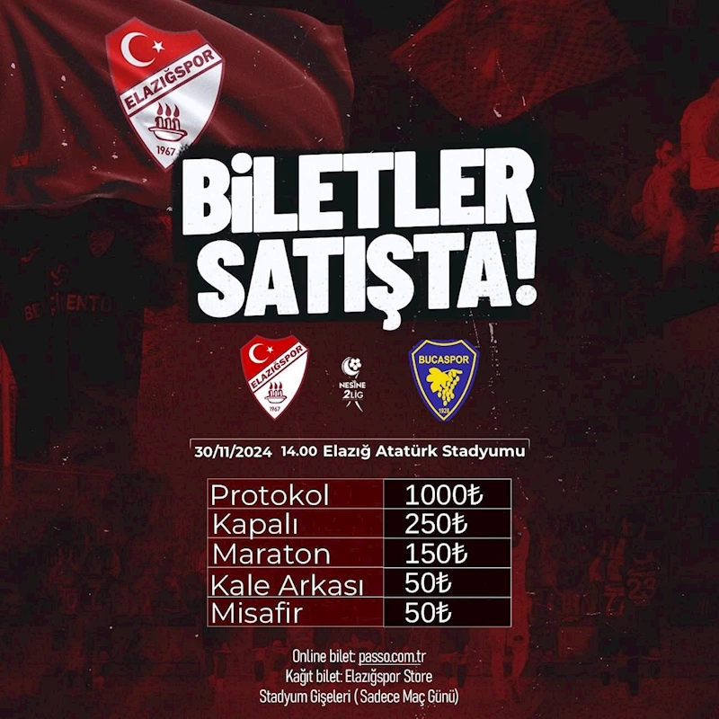 Elazığspor - Bucaspor 1928 maçı biletleri satışta
