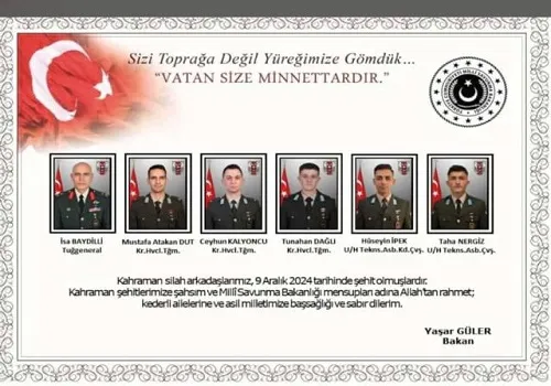 Şehitlerimizin İsimleri Ve Memleketleri Belli Oldu