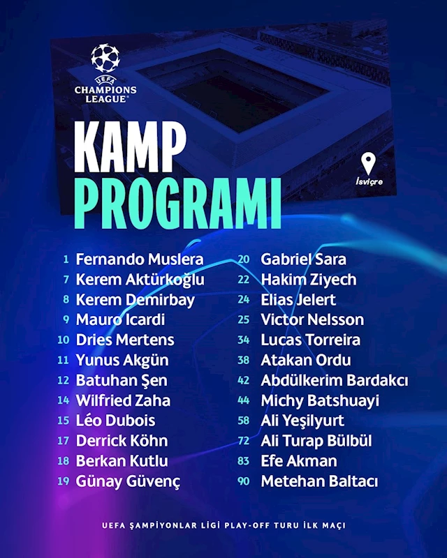 Galatasaray’ın Young Boys maçı kamp kadrosu belli oldu
