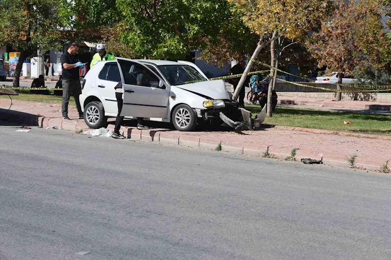 Kalp krizi geçiren sürücü ağaca çarparak durabildi
