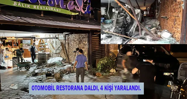 Otomobil Restorana Daldı, 4 Kişi Yaralandı.