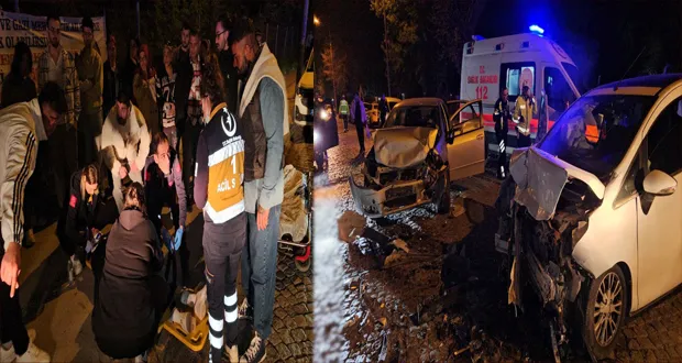 2 Otomobil Çarpıştı, Ortalık Savaş Alanına Döndü: 4 Yaralı